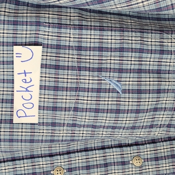 Nautica blue plaid button down Long Sleeve men's shirt Large - Picture 3 of 10